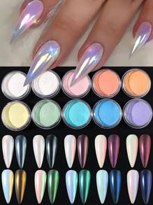 Mirror Nail Art Pigment Powder 23 Boxes/Set Y2K style Magic Mirror Powder