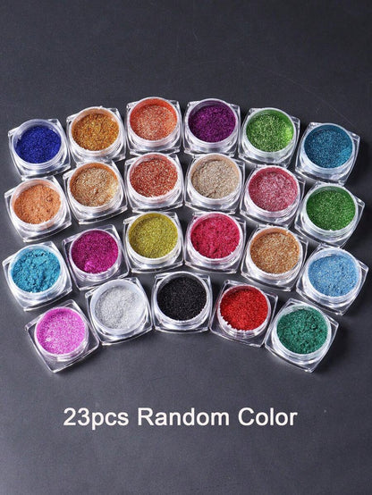 Mirror Nail Art Pigment Powder 23 Boxes/Set Y2K style Magic Mirror Powder